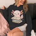 Cute Axolotl Reading Books Shirt Kawaii Axolotl Lover Unisex Hoodie