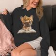 Cute Bulldog Reading Dog Book Lover Animal Graphic French Unisex Hoodie