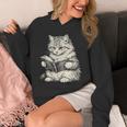 Cute Cat Reading Book Classic Bookworm Animal Pet Lover Unisex Hoodie