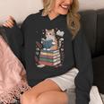 Cute Cat Reading Books With Tea Unisex Hoodie