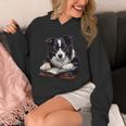 Cute Dog Border Collie Reading Book Unisex Hoodie