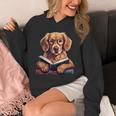 Cute Dog Golden Retriever Reading Book Unisex Hoodie Cute Dog Golden Retriever Reading Book Unisex Hoodie