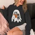 Cute Ghost Cat Reading Book Spooky Season Halloween Costume Unisex Hoodie Cute Ghost Cat Reading Book Spooky Season Halloween Costume Unisex Hoodie