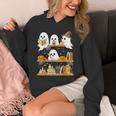 Cute Halloween Ghost Bookshelf Cat Book Lover Unisex Hoodie Cute Halloween Ghost Bookshelf Cat Book Lover Unisex Hoodie