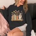 Cute Kawaii Border Collie Dog Books Flowers Unisex Hoodie
