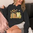 Cute Kawaii Frog Books Flowers Unisex Hoodie Cute Kawaii Frog Books Flowers Unisex Hoodie