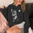 Cute Kitten Playing Baseball Hitter Bat Cool Baseball Cat Unisex Hoodie Cute Kitten Playing Baseball Hitter Bat Cool Baseball Cat Unisex Hoodie