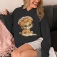 Cute Lion Cub Reading Book With Headwrap Unisex Hoodie