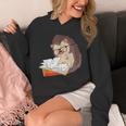Cute Wildlife Forest Animal Bookworm Book Reading Hedgehog Unisex Hoodie Cute Wildlife Forest Animal Bookworm Book Reading Hedgehog Unisex Hoodie