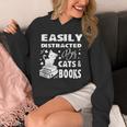 Easily Distracted By Cats And Books Books Cat Book Lover Unisex Hoodie