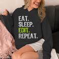 Eat Sleep Edit Repeat Editor Editing Video Film Book Unisex Hoodie Eat Sleep Edit Repeat Editor Editing Video Film Book Unisex Hoodie