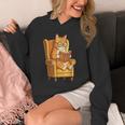 Ginger Tabby Cat Reading Book Glasses Retro Illustration Unisex Hoodie Ginger Tabby Cat Reading Book Glasses Retro Illustration Unisex Hoodie