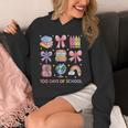 Girls 100 Days Of School Coquette Bow Pencil Bus Book Crayon Unisex Hoodie Girls 100 Days Of School Coquette Bow Pencil Bus Book Crayon Unisex Hoodie