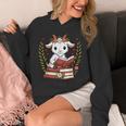 Goat Reading Book Graphic Goat With Book Floral Unisex Hoodie