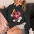 Heart Play Baseball Valentine's Day Teens Boys Girls Kids Unisex Hoodie