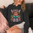 Highland Cow Book Floral Bookworm Unisex Hoodie