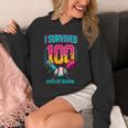 HUGvyn I Survived 100 Days Baseball Teacher Ice Cream Drip Unisex Hoodie