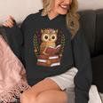 Owl Reading Book Graphic Owl With Book Floral Unisex Hoodie Owl Reading Book Graphic Owl With Book Floral Unisex Hoodie
