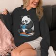 Panda With Glasses Reading Book Librarian Panda Unisex Hoodie