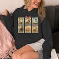 Reading Book Lover Bookish Cat Mom Cat Reading Books Stamps Unisex Hoodie