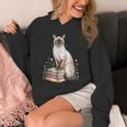 Siamese Cat Meezer Bookworm Flowers Book Reading Books Unisex Hoodie Siamese Cat Meezer Bookworm Flowers Book Reading Books Unisex Hoodie