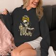Skeleton Girl Drinking Coffee Bow Sunflower Book Lover Unisex Hoodie