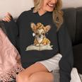 Tiny Puppy Open Book Reading Dog Lover Graphic Round Glasses Unisex Hoodie