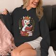 Unicorn Reading Book Graphic Unicorn With Book Floral Unisex Hoodie