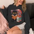 Vintage Japanese Cat Book Lovers Librarian Dad Teacher Unisex Hoodie