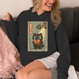 Vintage Japanese Cat Book Lovers UFO Alien Abduction Cat Dad Unisex Hoodie