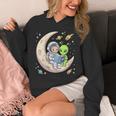 Women's Astronaut Reading Book With Alien Moon Space Astronomy Unisex Hoodie Women's Astronaut Reading Book With Alien Moon Space Astronomy Unisex Hoodie