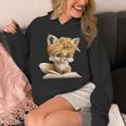 Women's Cute Fox Reading Book Lover Animal Graphic Baby Portrait Unisex Hoodie