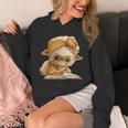 Women's Cute Lamb Reading Book Lover Animal Graphic Baby Sheep Open Unisex Hoodie Women's Cute Lamb Reading Book Lover Animal Graphic Baby Sheep Open Unisex Hoodie