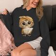 Women's Cute Wise Owl Reading Book With Headscarf Unisex Hoodie