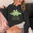 Women's The Library Is Dino-Mite Stegosaurus Reading Kids Book Unisex Hoodie