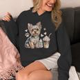 Women's Yorkie Dog Moms Iced Coffee And Books Yorkshire Terrier Unisex Hoodie