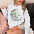 Astronaut Reading Book To Alien Moon Space Women Kids Men Premium Tri-Blend Unisex Hoodie