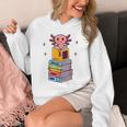Axolotl Bookworm Girls Cute Book Reading Axolotl Pink Unisex Hoodie