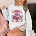 Books Are My Love Language Retro Bookworm Flowers Valentine Unisex Hoodie Books Are My Love Language Retro Bookworm Flowers Valentine Unisex Hoodie