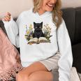 Cat Shirts For Women Book Lover Shirt Cute Cat And Book Premium Tri-Blend Unisex Hoodie