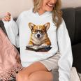 Cute Dog Corgi Reading Book Unisex Hoodie