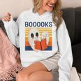 Cute Ghost Book Reading Halloween Teacher Puns Booooks Men Women Kids Unisex Hoodie