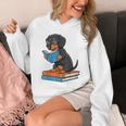 Dachshund Dog With Glasses Reading Book Librarian Unisex Hoodie Dachshund Dog With Glasses Reading Book Librarian Unisex Hoodie