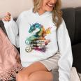 Dragons And Books Watercolor Fantasy Dragon Lover Theme Unisex Hoodie