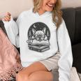 French Bulldog Reading Book Coffee Sky Glasses Unisex Hoodie