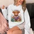 Highland Cow Book Floral Bookworm Librarian Cute Easter Day Unisex Hoodie Highland Cow Book Floral Bookworm Librarian Cute Easter Day Unisex Hoodie