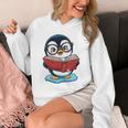Kawaii Penguin In Cartoon Style With Book And Glasses Unisex Hoodie