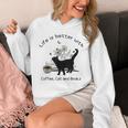 Life Is Better With Coffee Cat And Books Cat Sayings For Men Women Girls Kids Unisex Hoodie