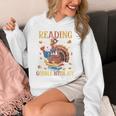 Reading Makes Me Gobble With Joy Turkey Reading Book L Unisex Hoodie