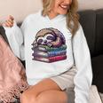 Reading Muffler Sloth On Stack Of Books Premium Tri-Blend Unisex Hoodie